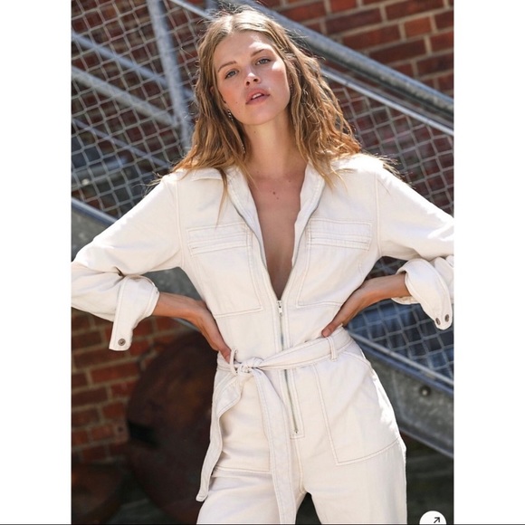 Free People Pants - NWT Free People Charlie Coveralls Jumpsuit Ivory